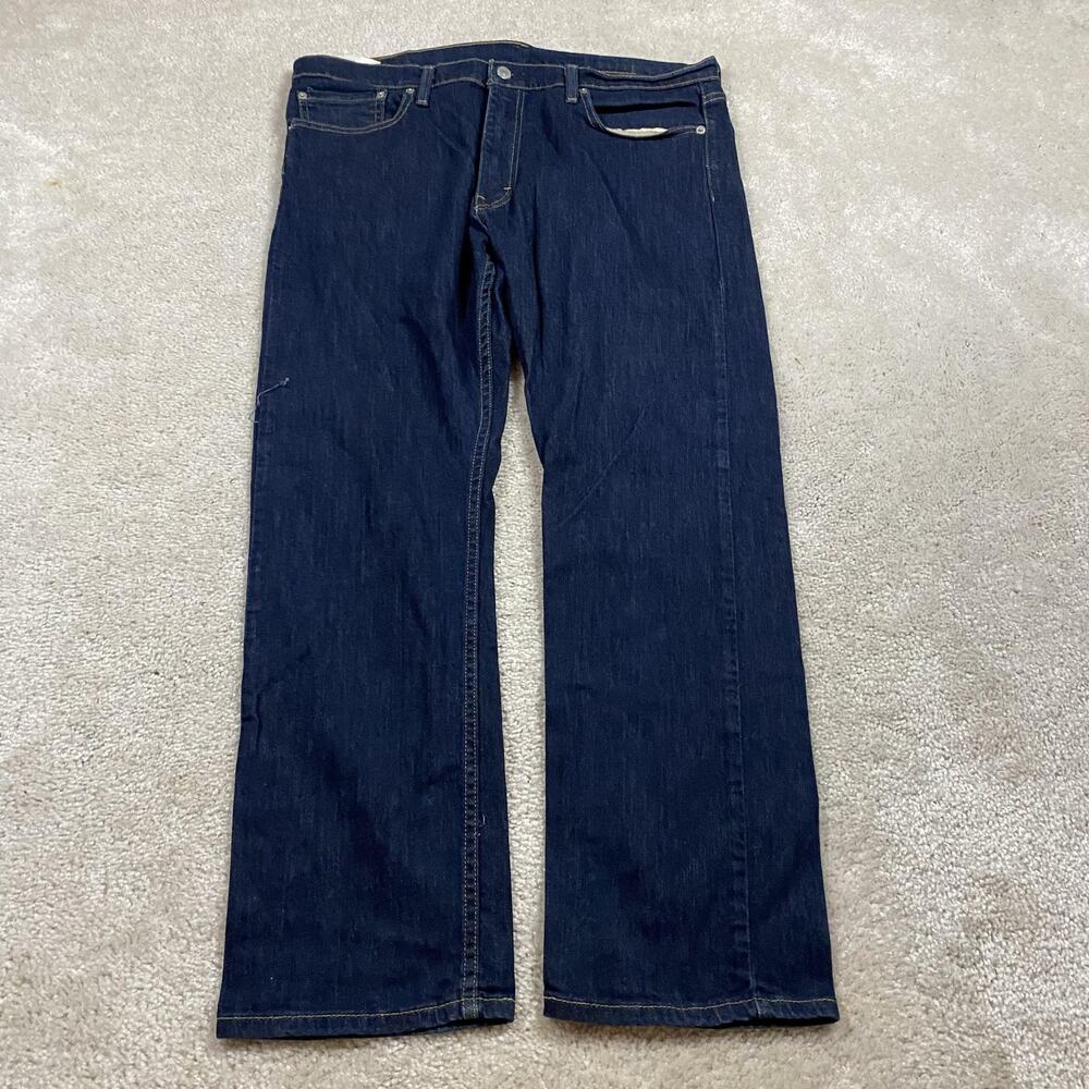 Levis 513 Jeans Mens 36x30 Blue Slim Straight Leg Stretch Denim Dark Wash - Picture 3 of 10